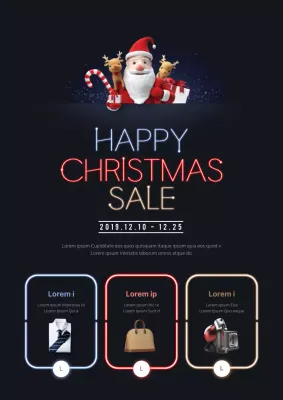 Werben Sie für einen einfachen Weihnachtsverkauf mit einem marineblauen Weihnachtsmann und Rudolph