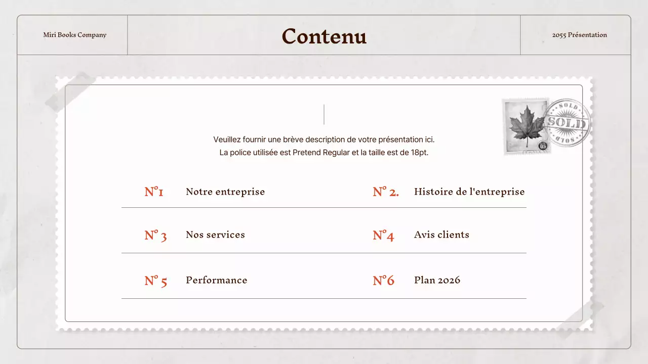 Un profil d'entreprise vintage en beige et gris