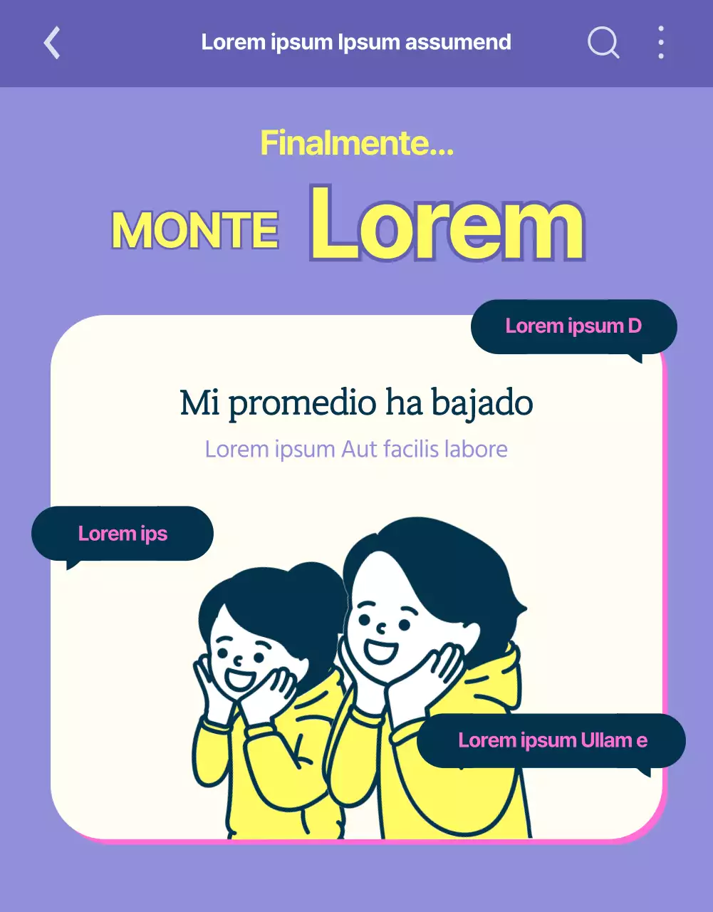 Púrpura y amarillo minimalista de grado B vida universitaria MT promoción