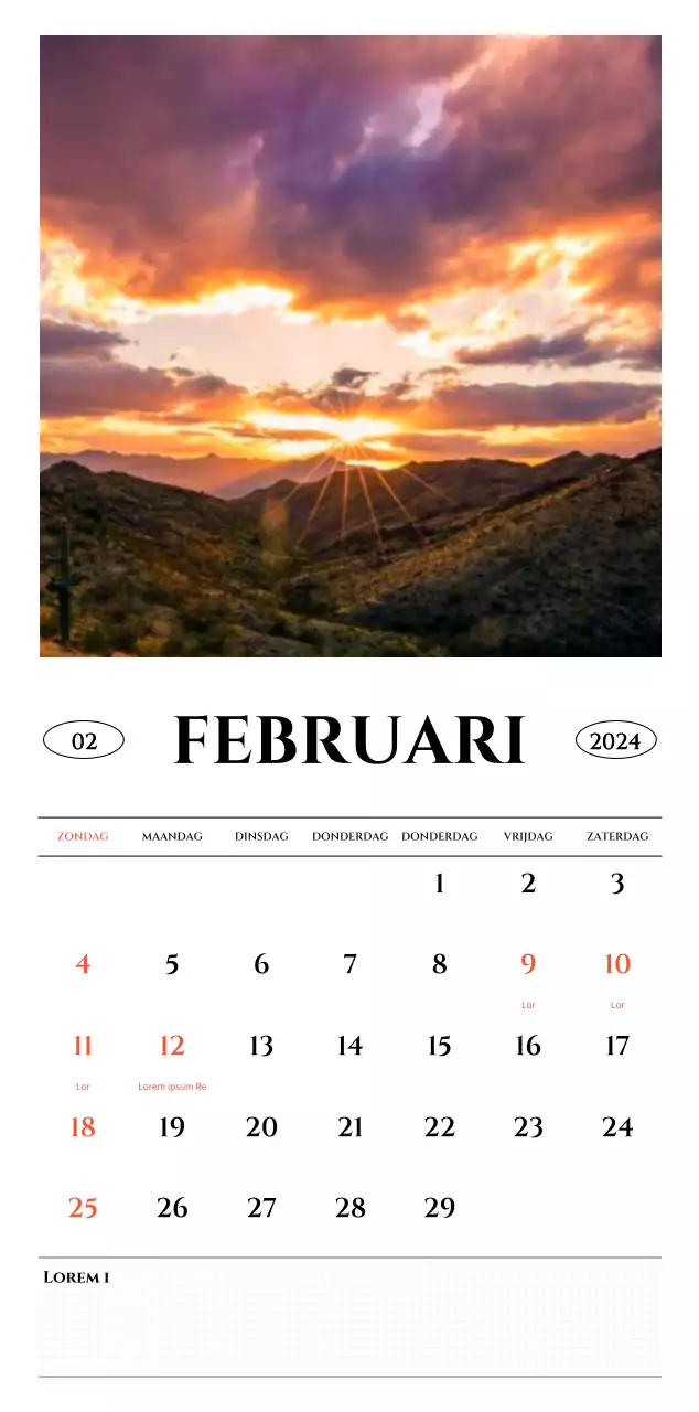 Eenvoudige stijl muurkalender met zwart-wit emotionele reisfotografie concept