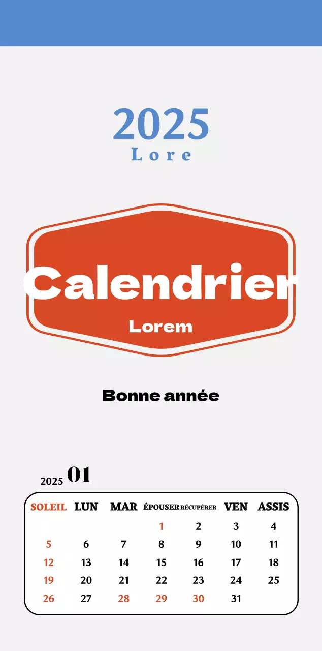 Sous-verres rétro rouges et bleus calendrier de mémoire