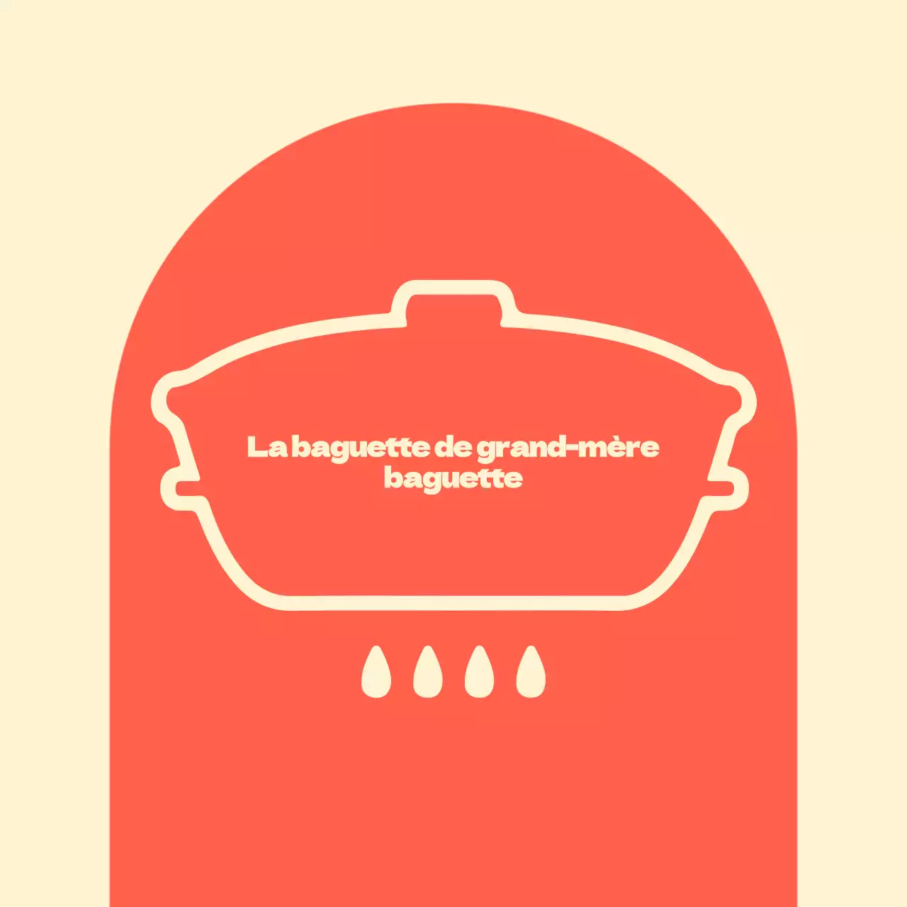 Baguette de grand-mère en balsa avec des formes arquées rouges sur fond ivoire