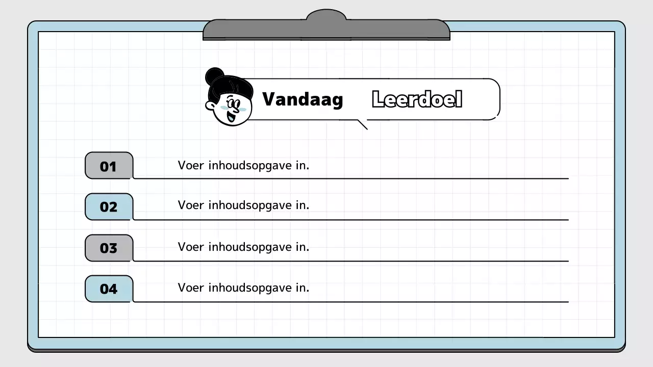 Lichtblauw en wit notitieblok concept onderwijspresentatieset
