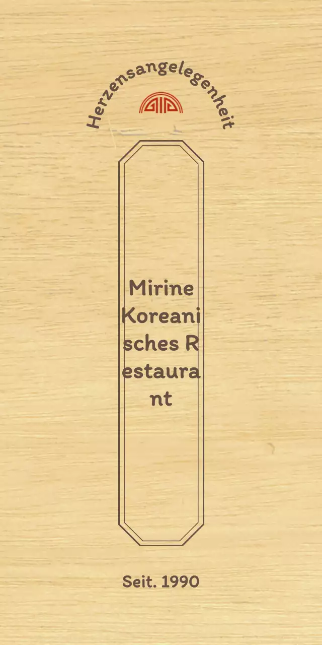 Koreanisches Restaurantdesign mit einer klaren konzeptionellen Umrandung in Braun und Rot