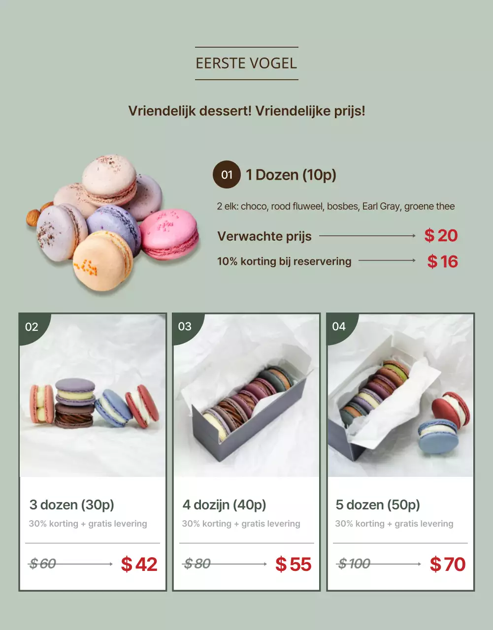 Introductie van de Vegan Macaron Funding met munt en rood