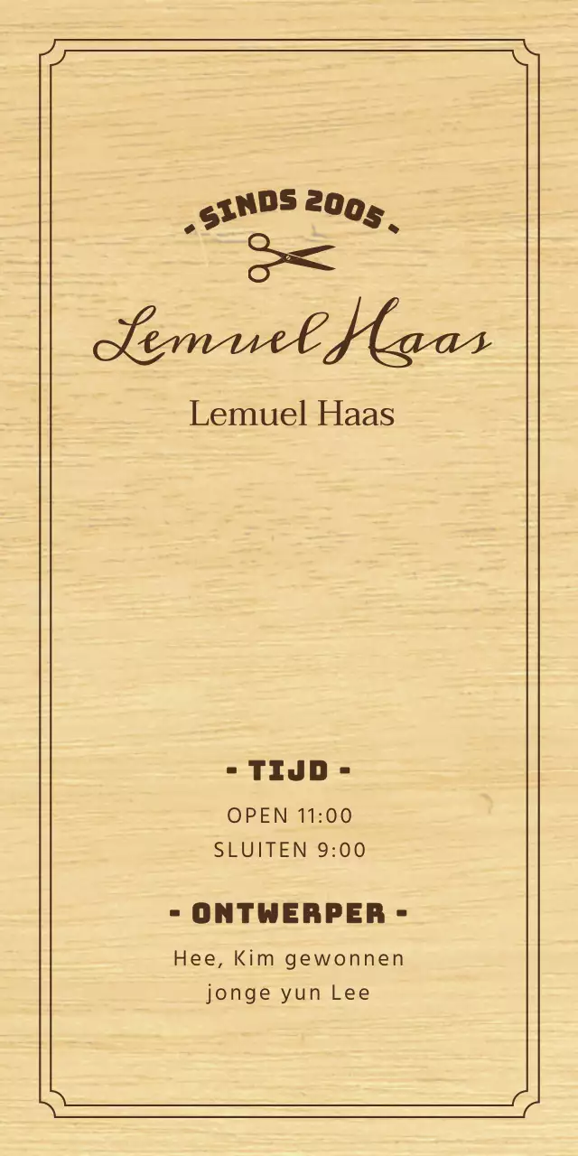 Een klassiek kappersbord met zwarte tekst en een illustratie van een schaar