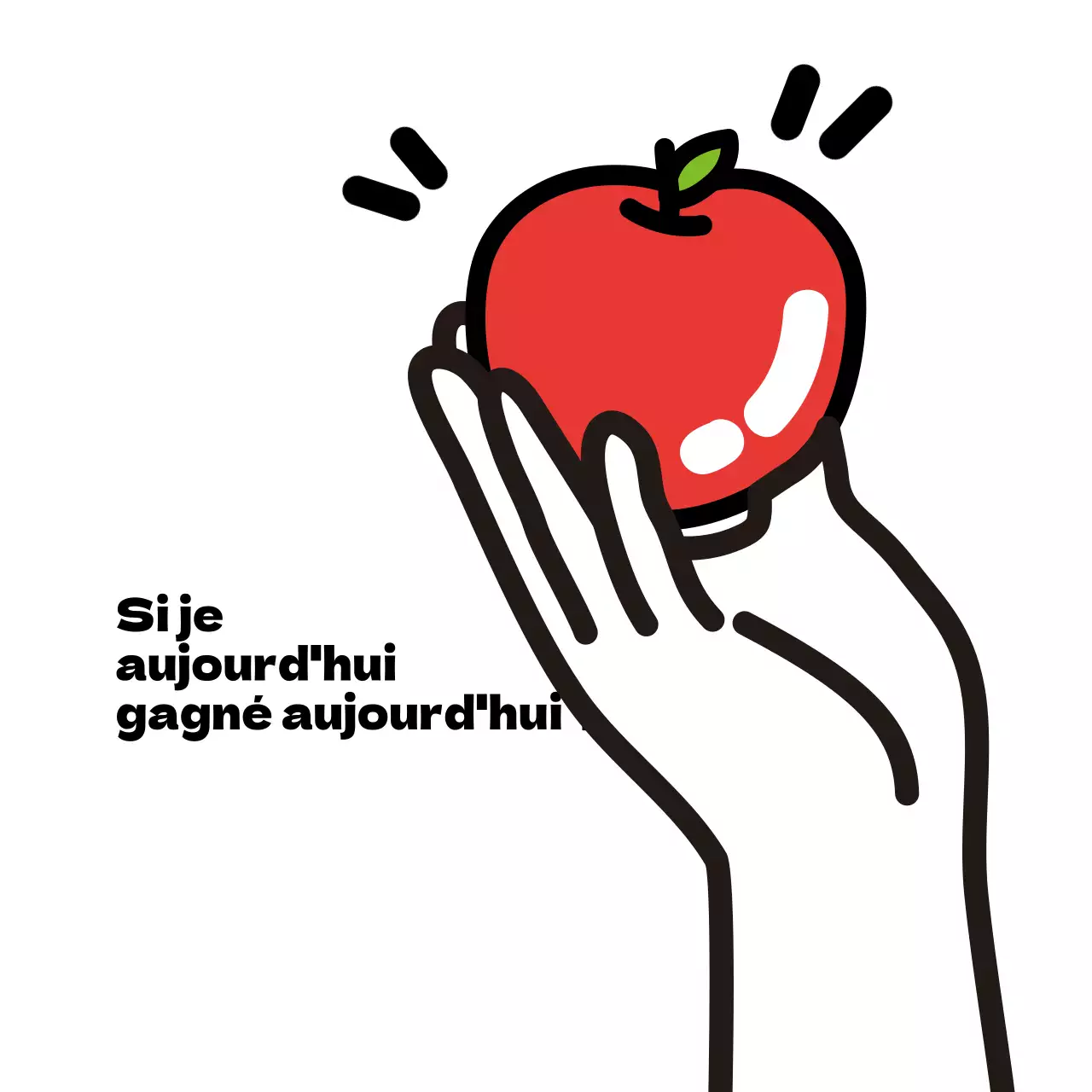Illustration en blanc de la promotion d'un produit alimentaire drôle, d'une ferme ou d'une pomme