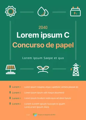 Concepto de icono sencillo verde y naranja Anuncio de concurso de papel comercial renovable respetuoso con el medio ambiente