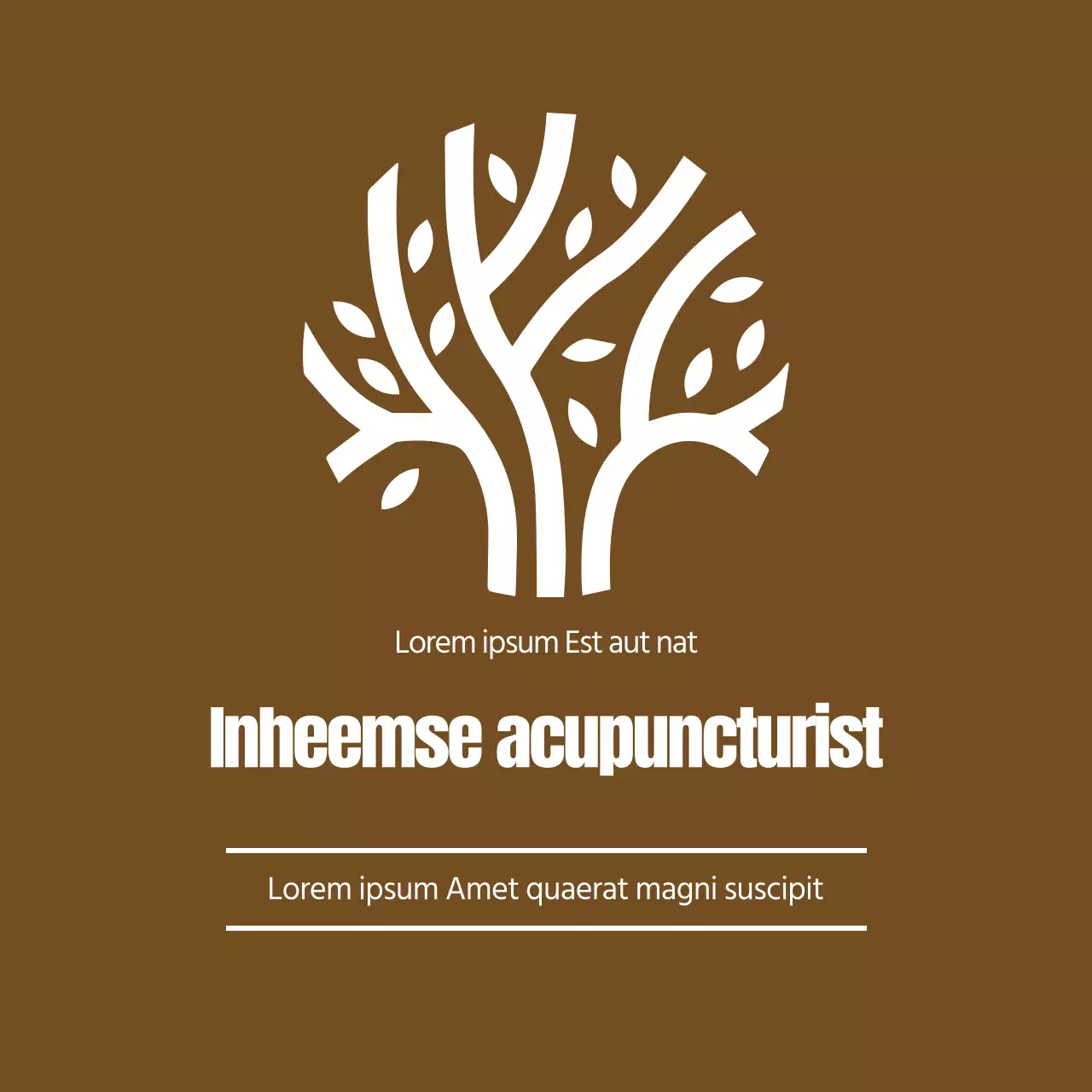 Strakke stijl in bruin en wit voor het promoten van het logo van je kliniek
