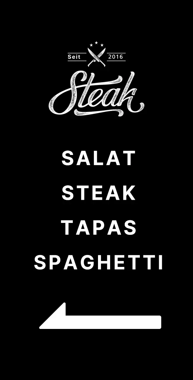 Restaurant-Banner mit einem Bild von einem Steak auf schwarzem Hintergrund