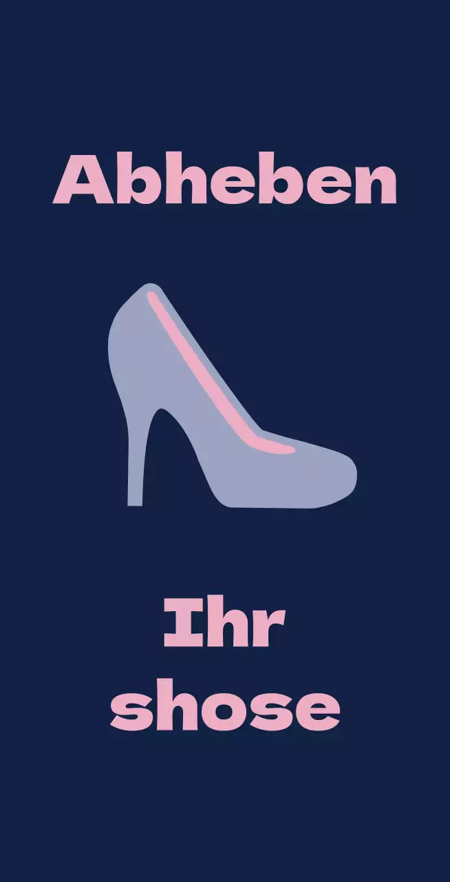 Ballettschuhe auf marineblauem Hintergrund mit einem Schild, das Sie auffordert, die Schuhe auszuziehen.