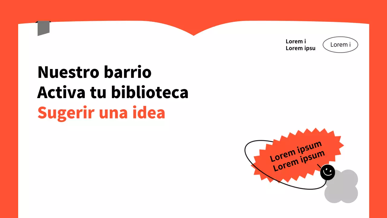 Propuesta de idea de revitalización de una biblioteca sencilla en naranja y gris