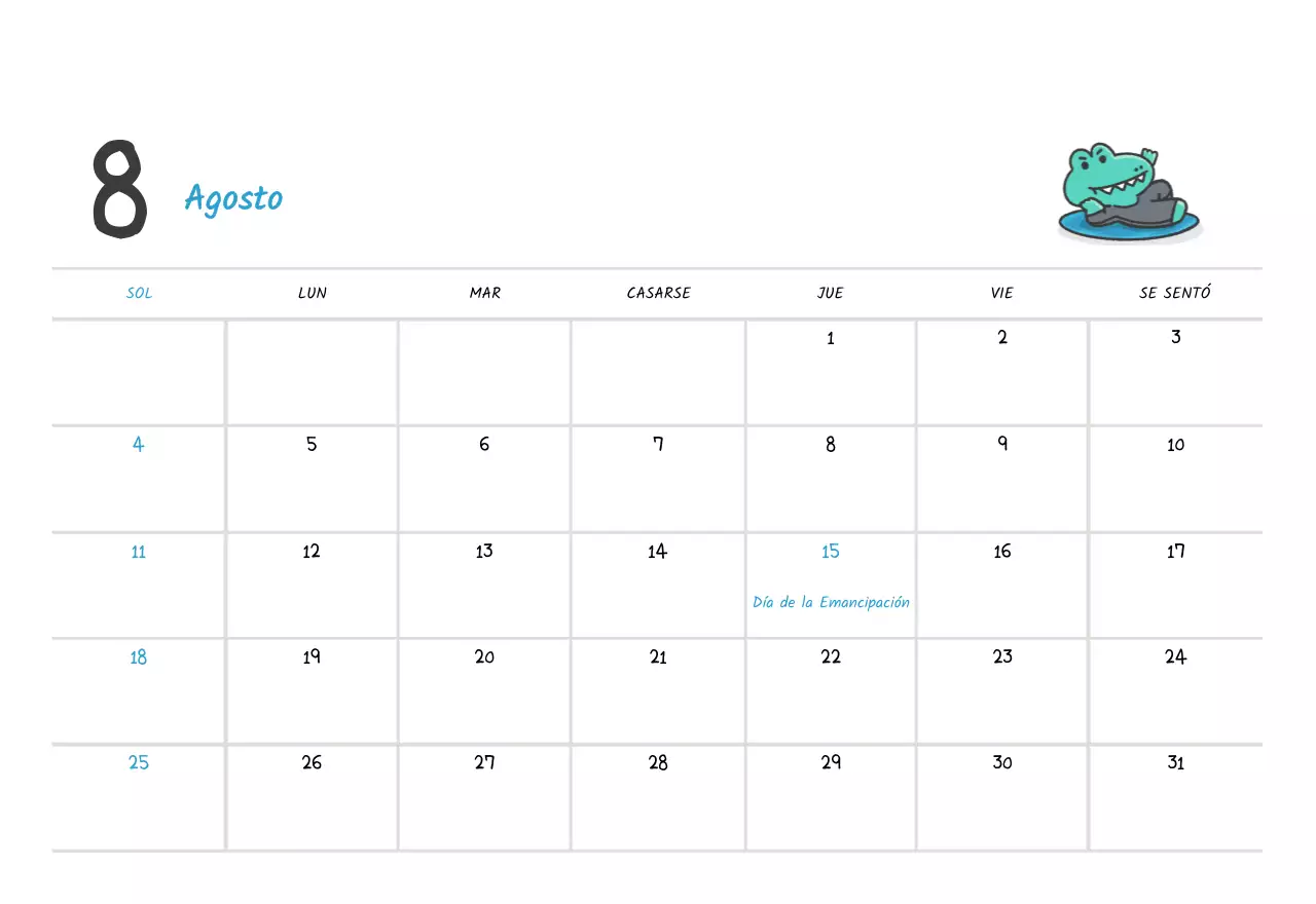 Un calendario con un bonito concepto de ilustración de Argo
