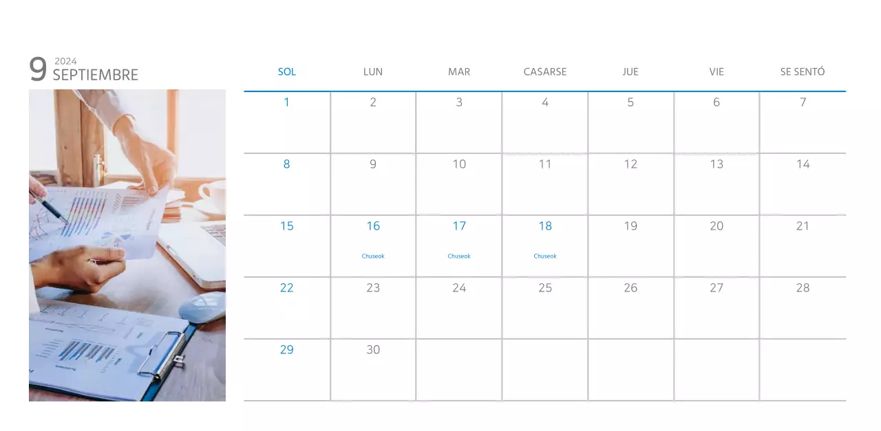 Calendario de empresa blanco y sencillo