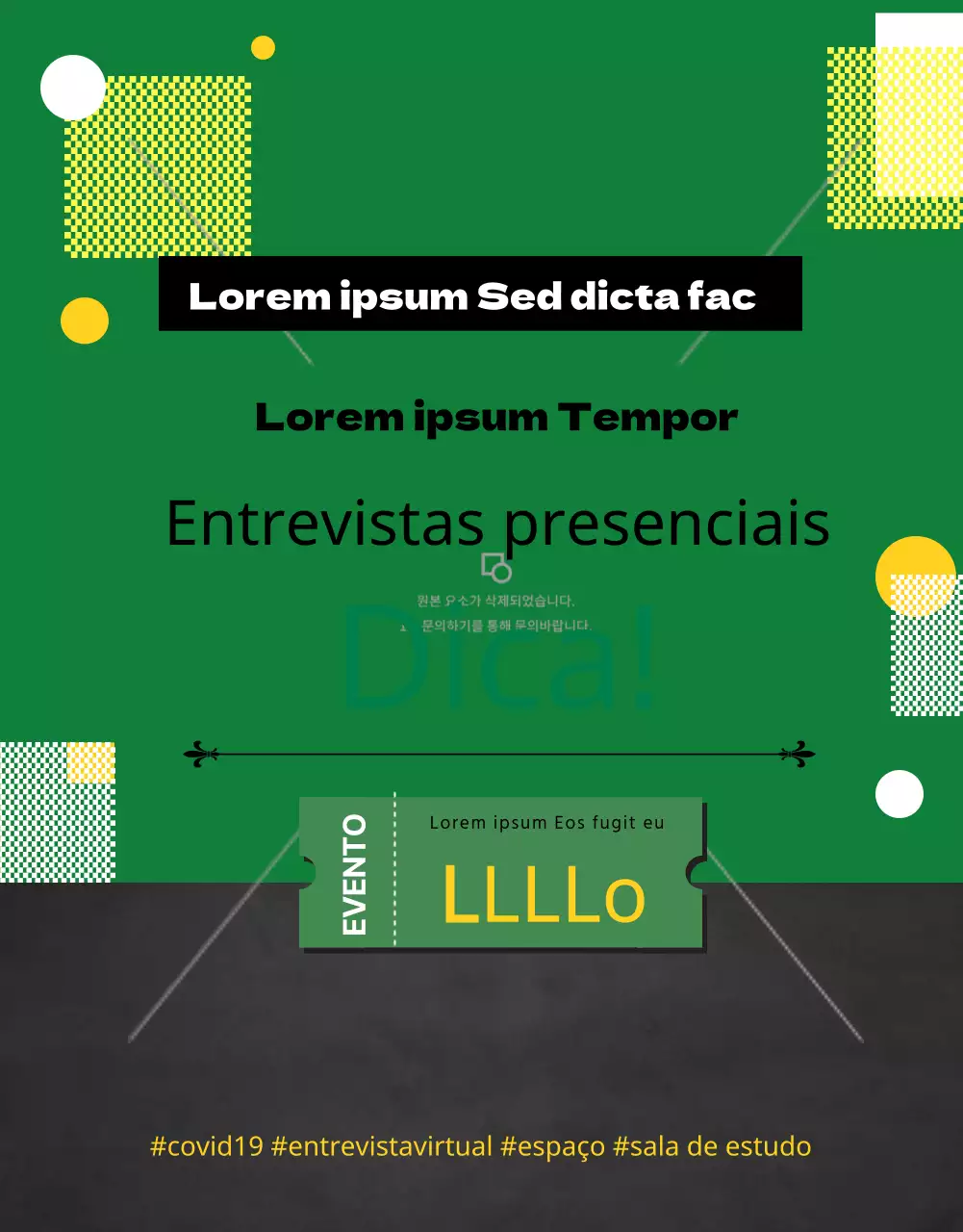 Entrevista presencial StudyCafe em verde e amarelo vibrante