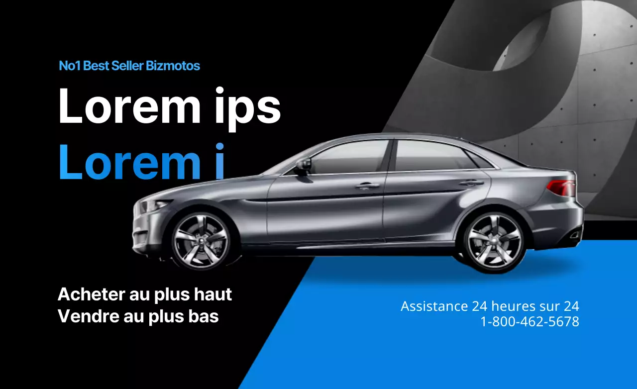 Conçu pour promouvoir la vente d'une voiture d'occasion d'un bleu élégant.