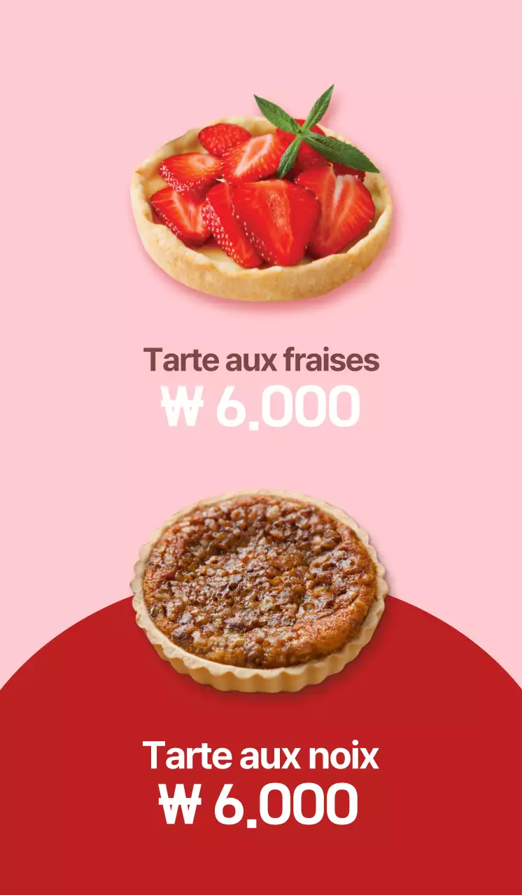 Promouvoir une boutique de tarte avec un style épuré qui fait la part belle au rose et au rouge