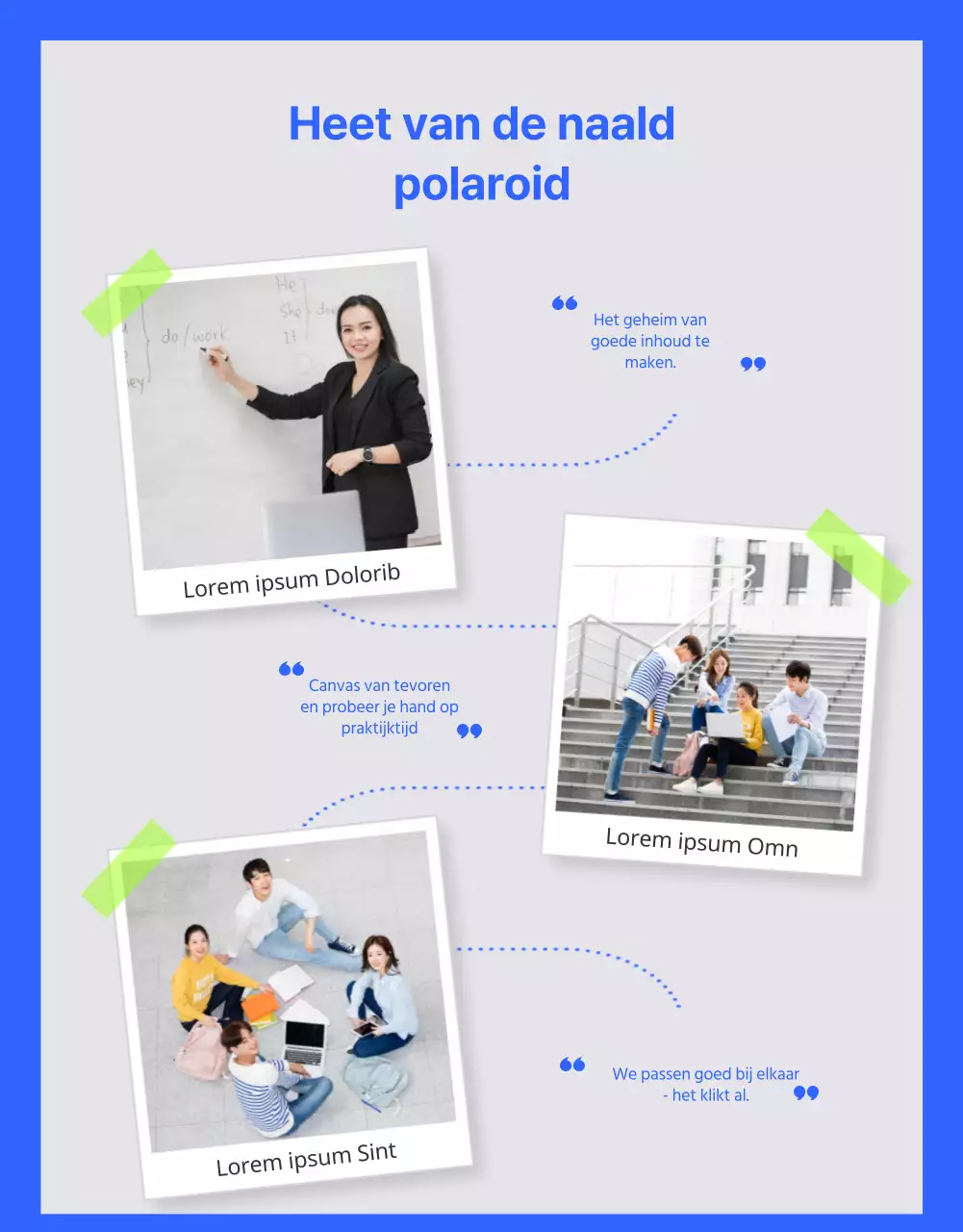 Supportersaankondiging in een levendig blauw en groen kleurenschema