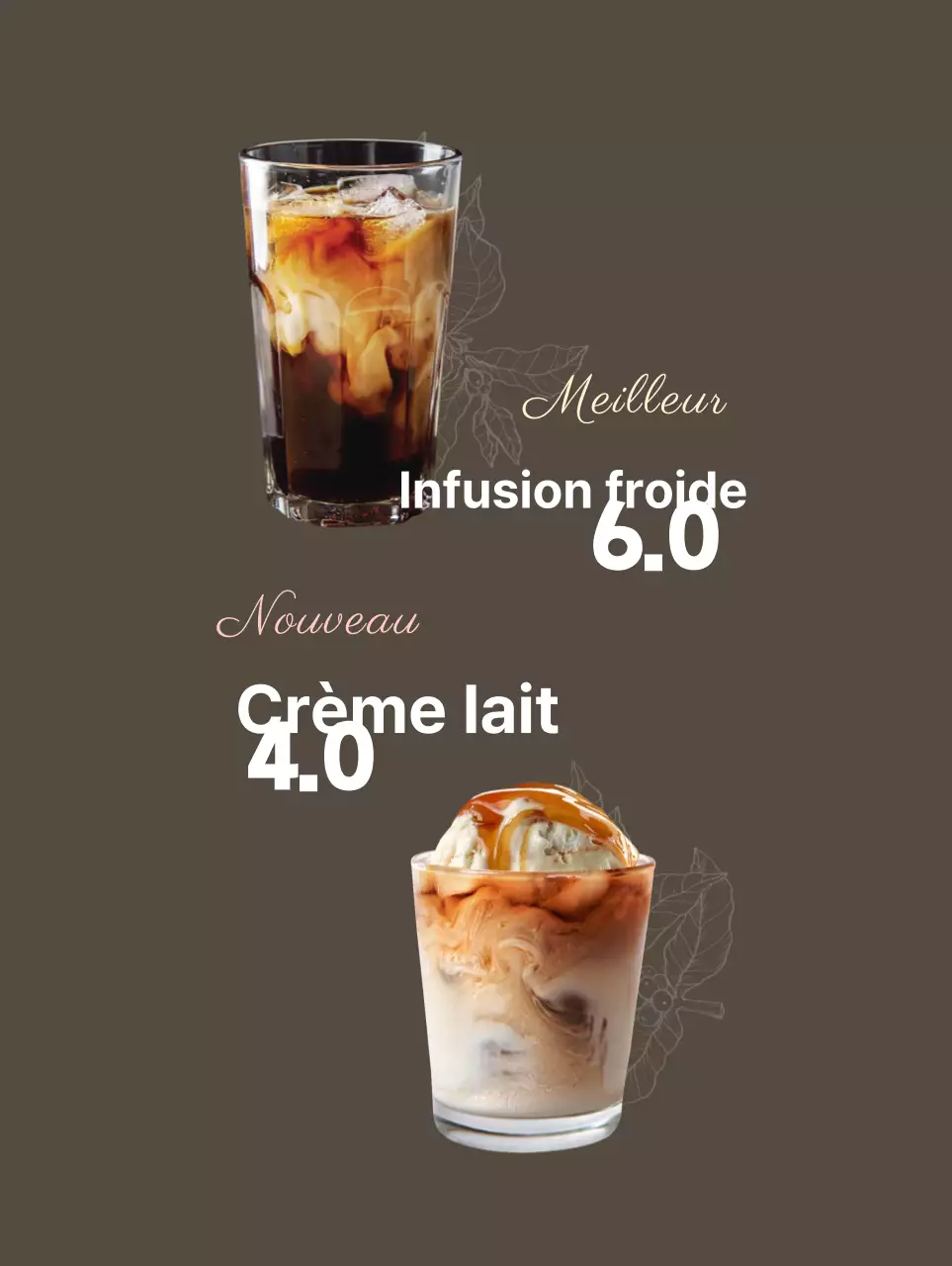 Bannière de café simple et sombre en marron et beige