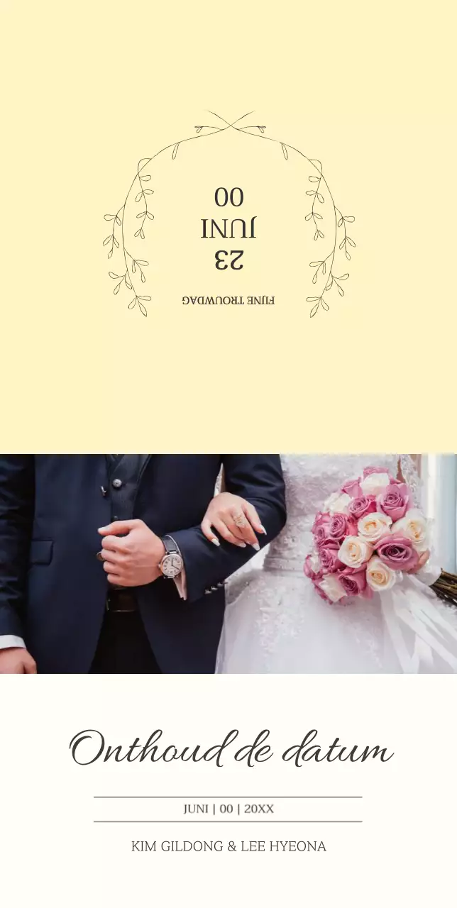 Een warme en luxe huwelijksuitnodiging in geel