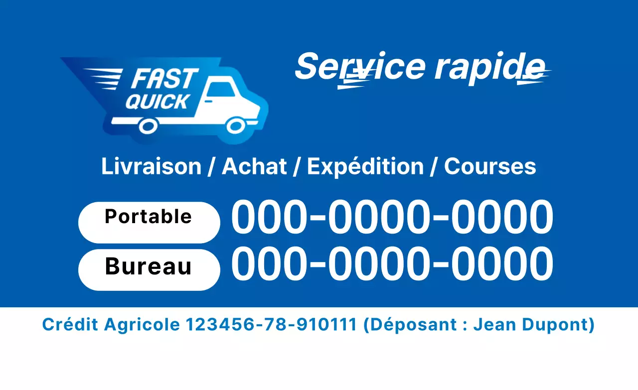 Cartes de visite pour services rapides