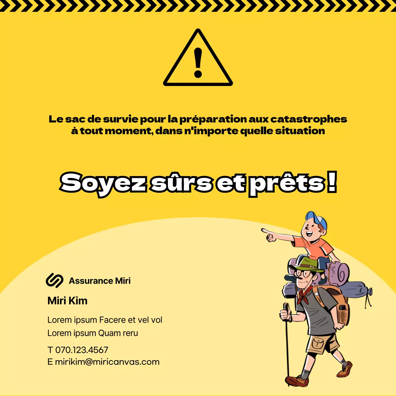 Surligner les illustrations en jaune Créer le sac de survie de ma famille