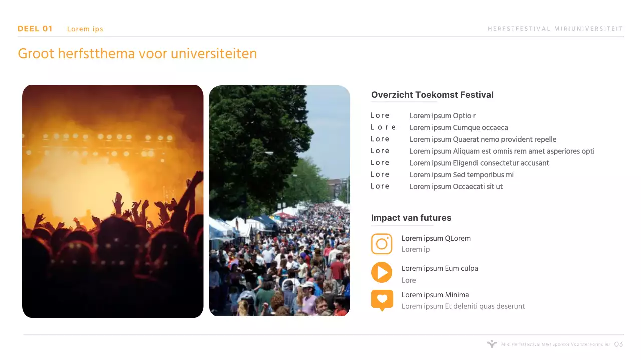 Presentatie sponsoring oranje universiteitsfestival voor hogescholen en universiteiten