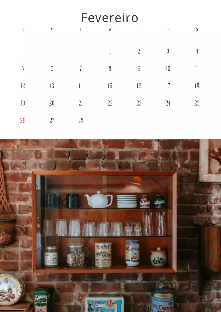 Calendário retro vintage