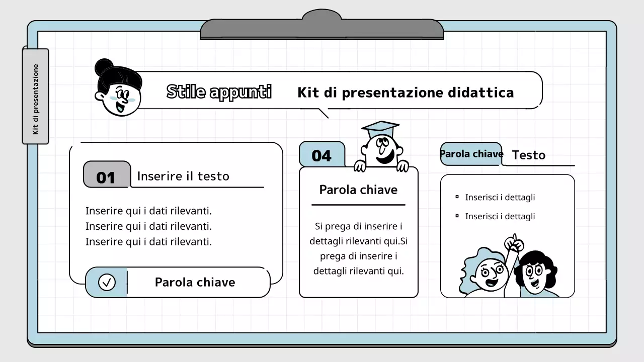 Kit di presentazione educativa con concetto di blocco note azzurro e bianco