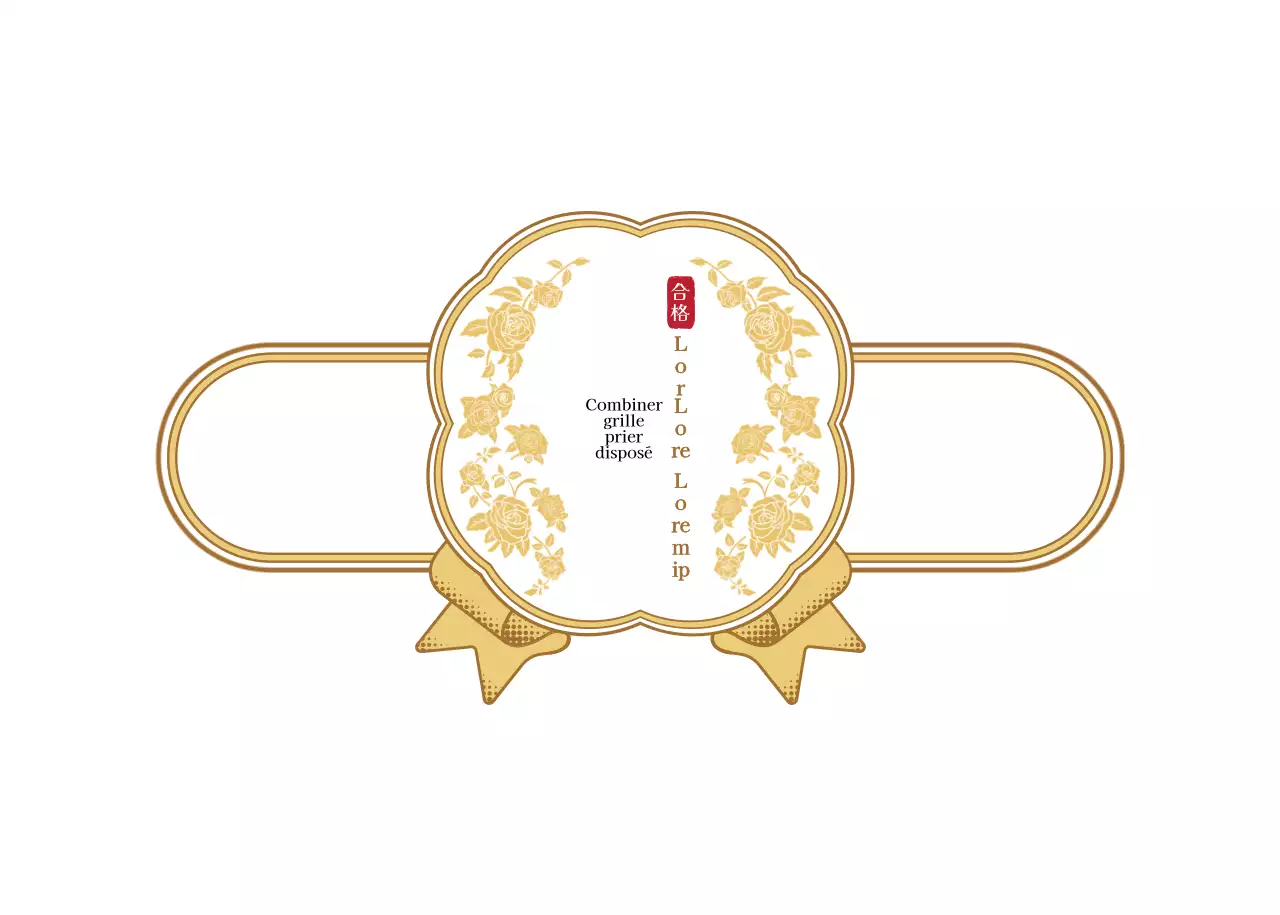 Étiquette d'examen pour les pom-pom girls, style cadre de médaille, en or et blanc