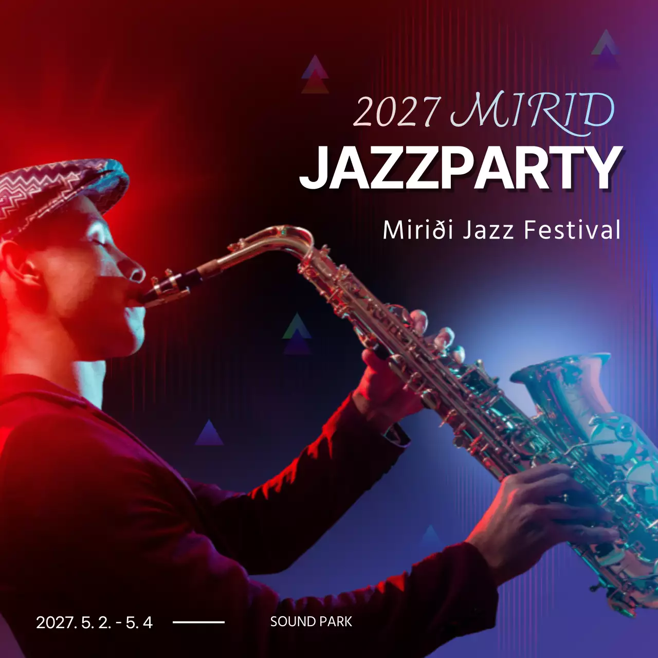 Musikfestival-Ankündigungen in Rot und Blau