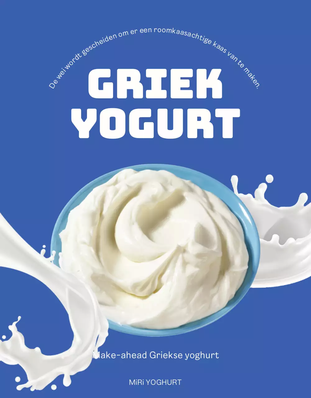 Blauw gele levendige schone Griekse yoghurt detail pagina