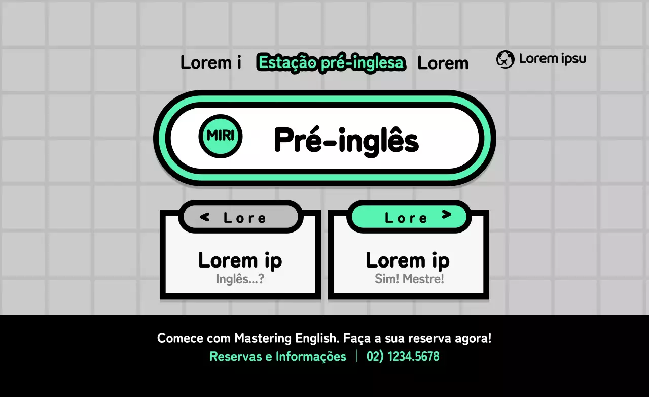 Conceito giro de sinalética de metro verde-limão e preta para promover e informar as escolas de inglês