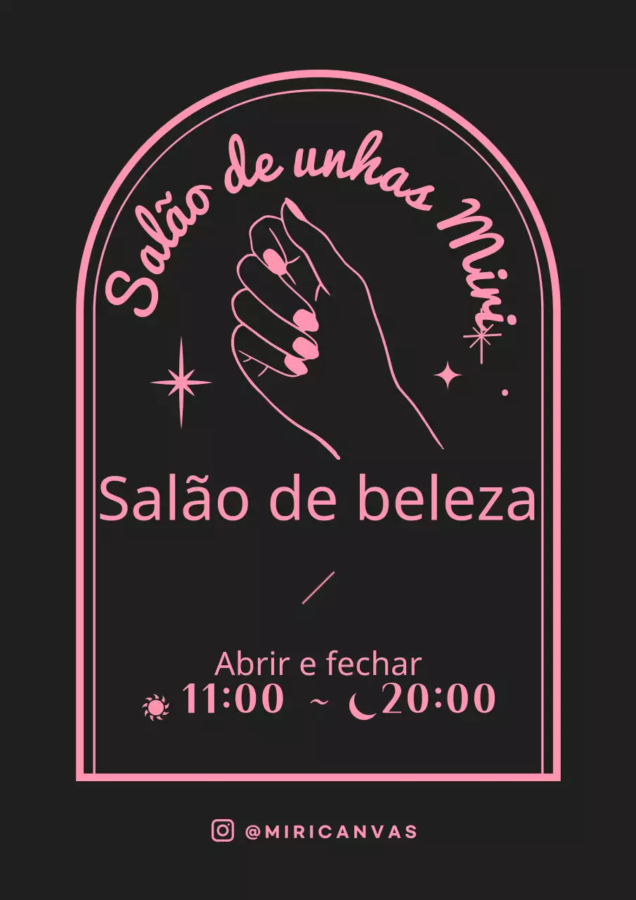 Estilo de moldura sentimental preto e cor-de-rosa para informações do salão