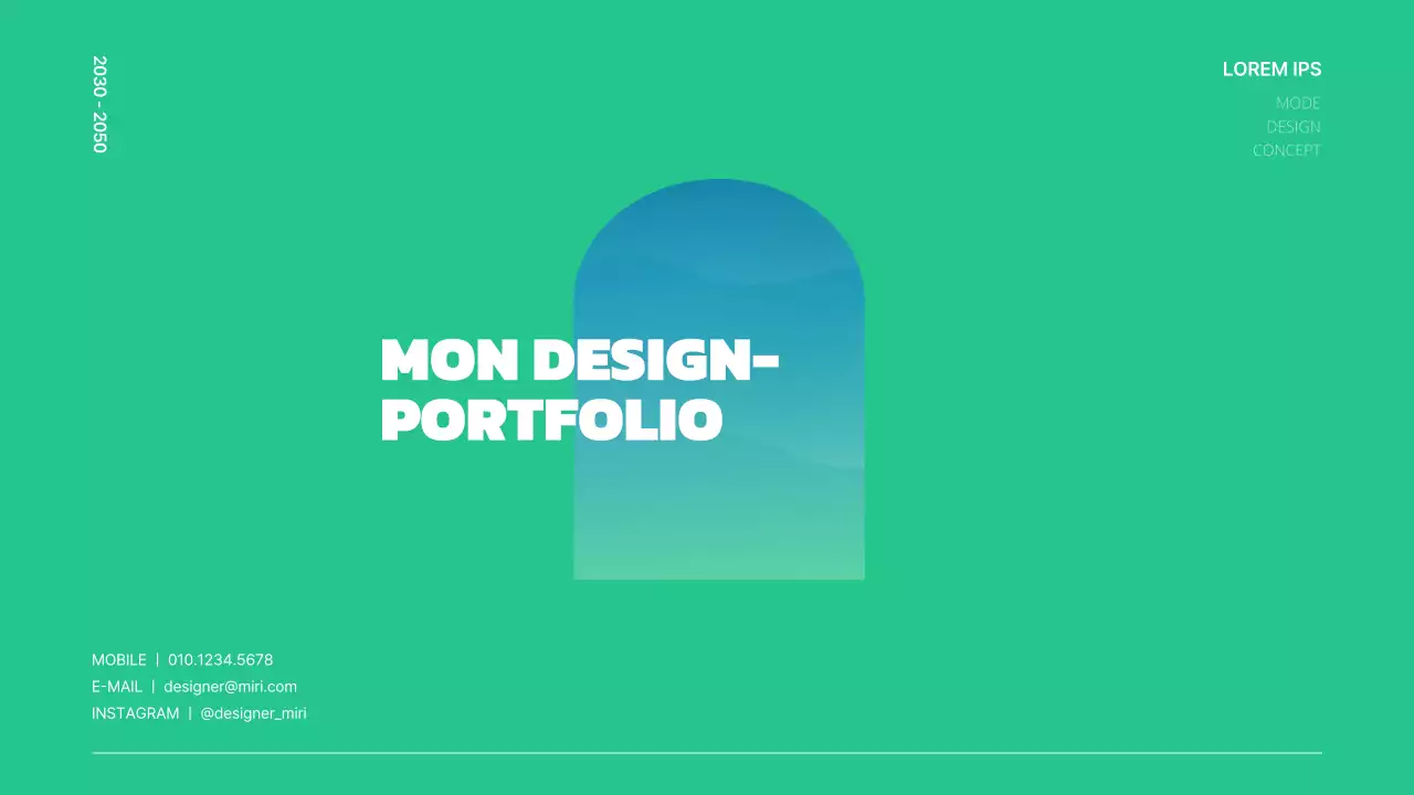 Un portfolio de design simple en vert