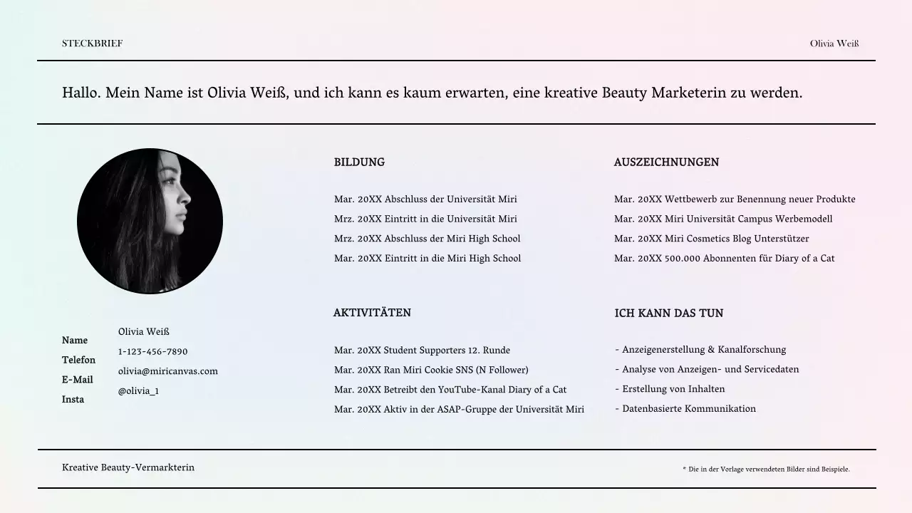 Ein luxuriöses Beauty-Marketing-Portfolio in Lila und Blau