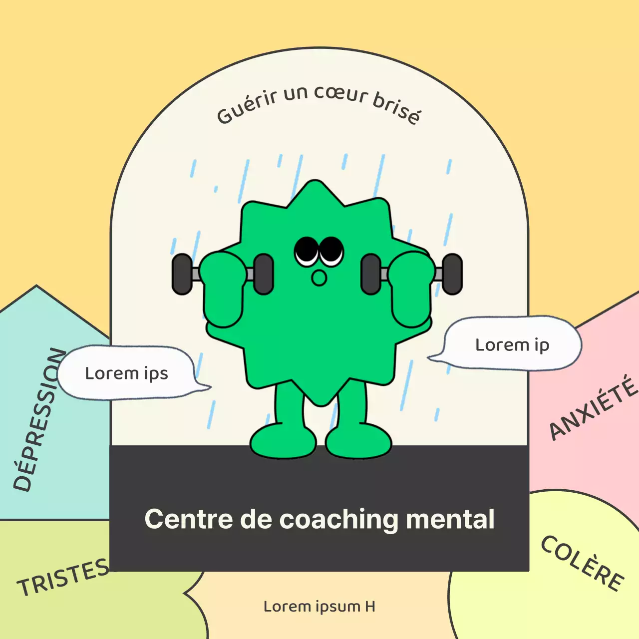 Mignon centre de conseil psychologique jaune et vert