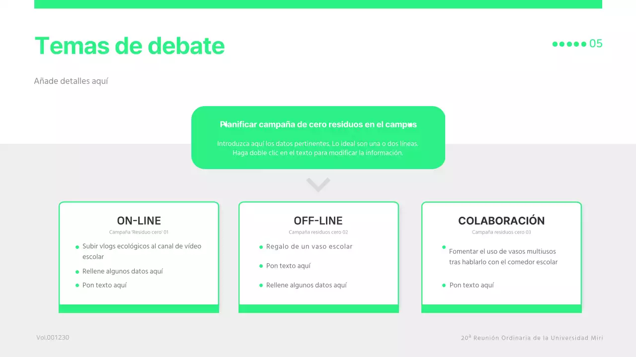 Una sencilla reunión del consejo de estudiantes en verde lima