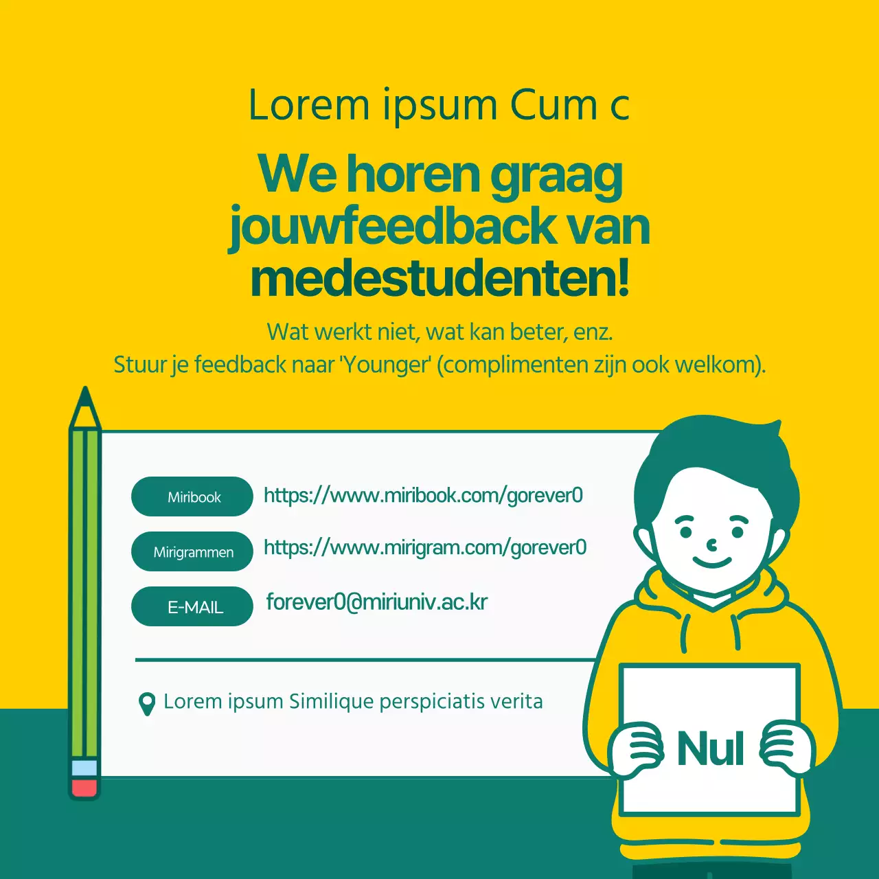 Geel en groen universiteitsaccent KaartNieuws ontwerp