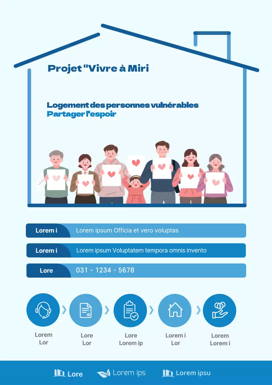 Programme d'aide sociale Bleu clair et bleu Partager l'espoir avec les personnes défavorisées
