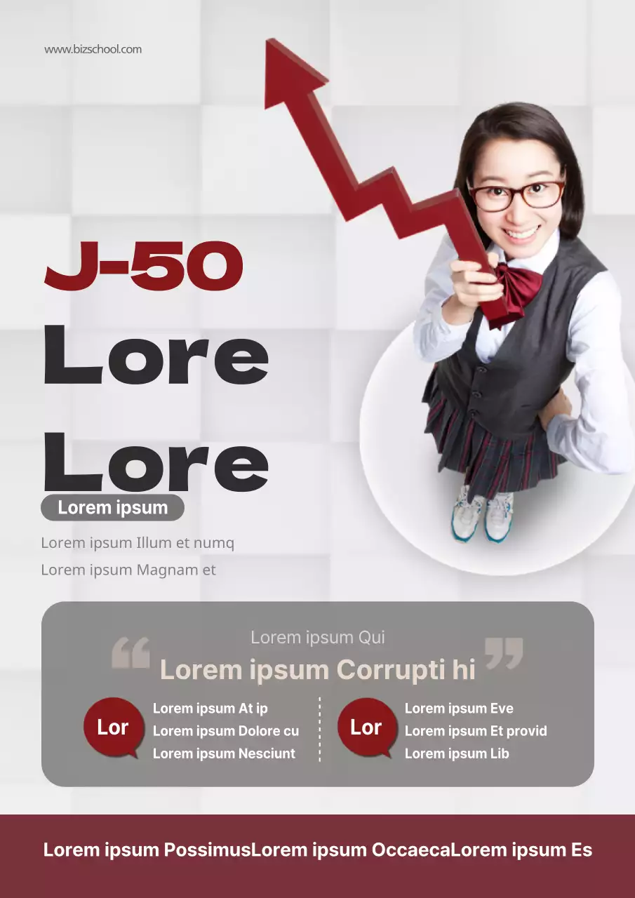 Un flyer moderne rouge et gris pour une école de préparation aux examens d'entrée