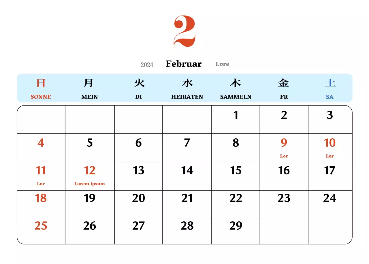 Retro-Konzept Nostalgie-Kalender in rot und blau