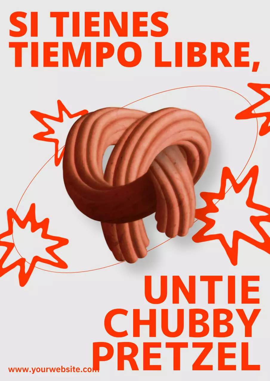 Webposter vertical planeta pretzel naranja y beige