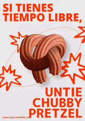 Webposter vertical planeta pretzel naranja y beige