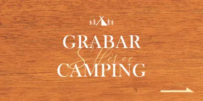 Una oficina de camping con un concepto emotivo que presenta ilustraciones de campings en blanco y amarillo.