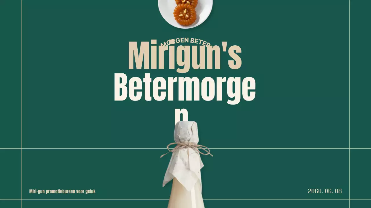 Plan om traditionele markten nieuw leven in te blazen met groene en beige objecten en typografie