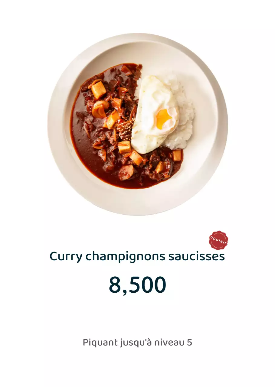 Tableau de menu simple pour le curry