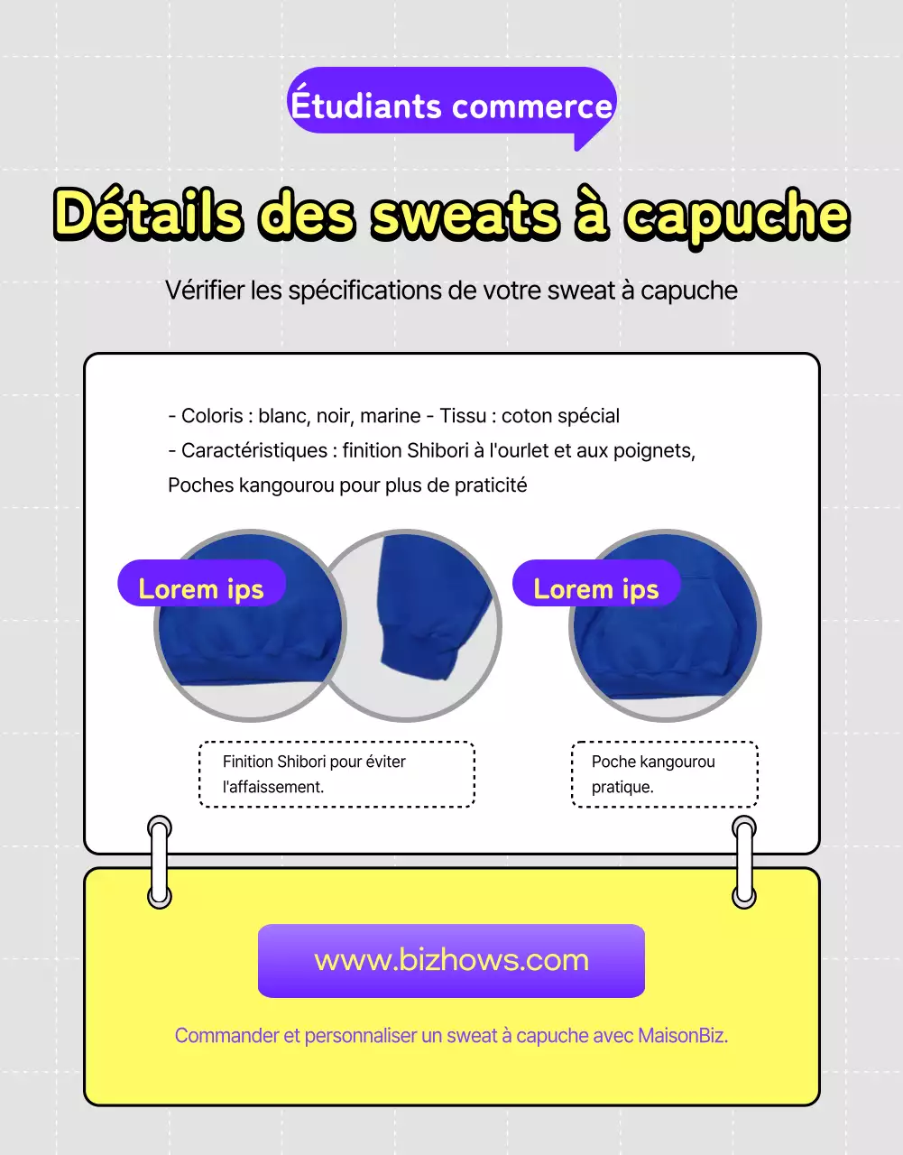 Université minimaliste violette et jaune et guide de vote pour les sweats à capuche