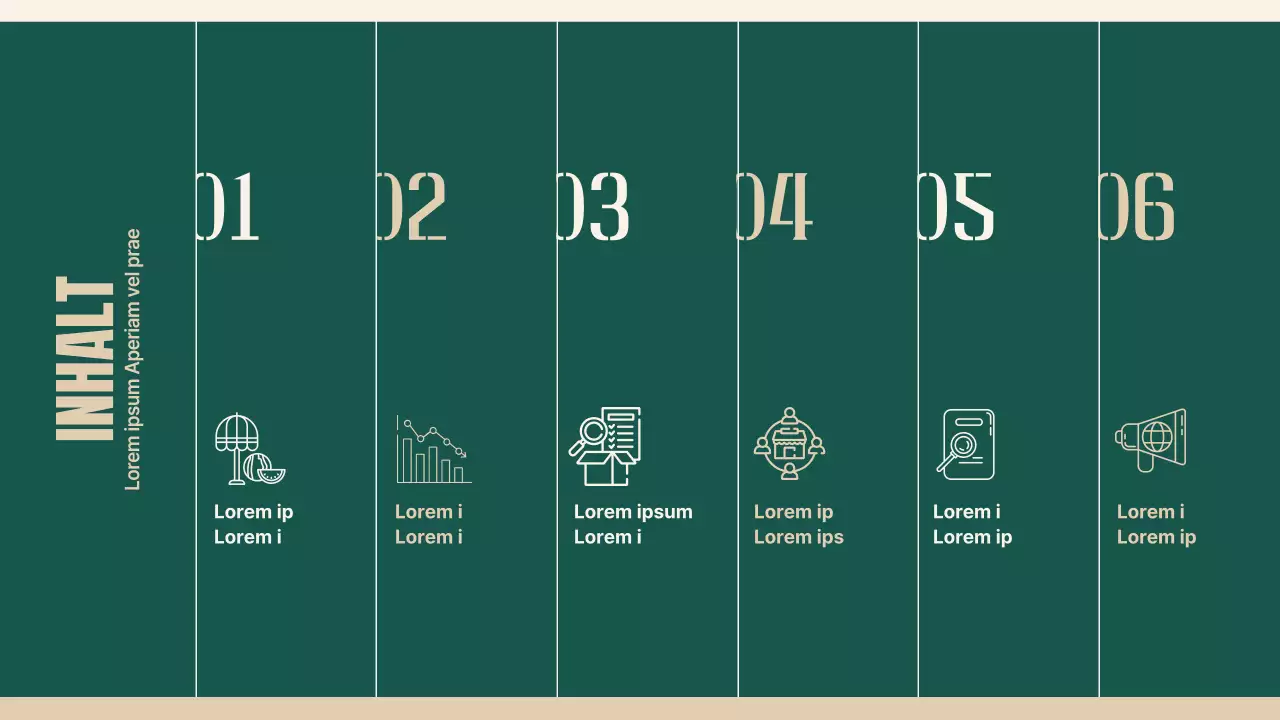 Plan zur Wiederbelebung traditioneller Märkte mit grünen und beigen Objekten und Typografie