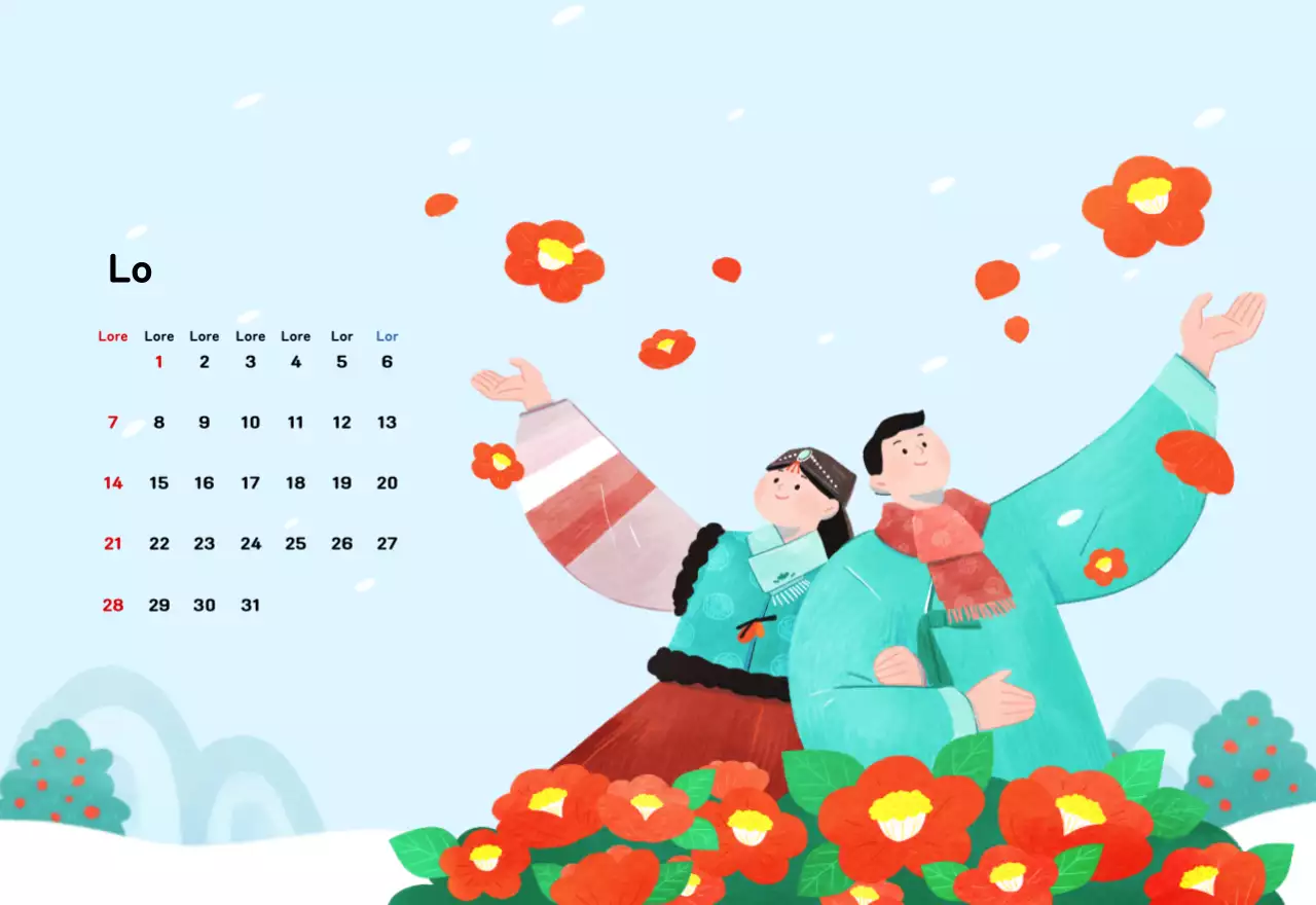 Un calendario di Capodanno caldo e illustrato